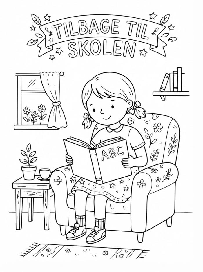Pige Tilbage til skolen Tegninger til Farvelægning