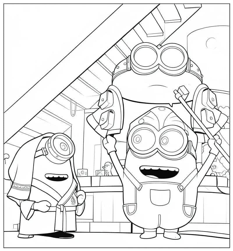 Sjove Minions og Monstre Tegninger til Farvelægning