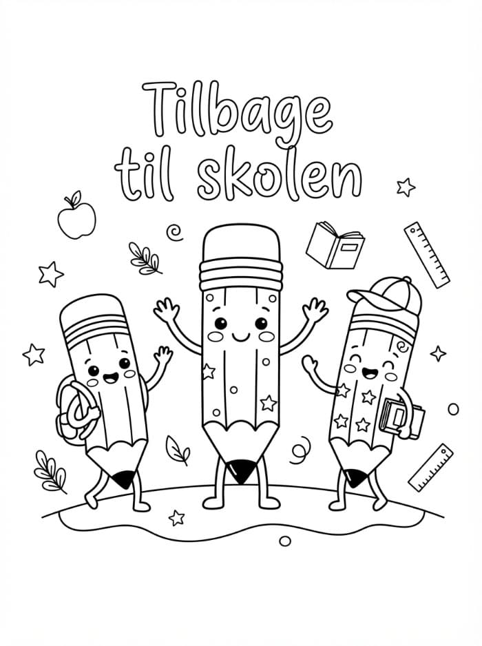 Sød blyant Tilbage til skolen Tegninger til Farvelægning