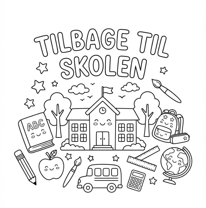 Tilbage til skolen billede Tegninger til Farvelægning