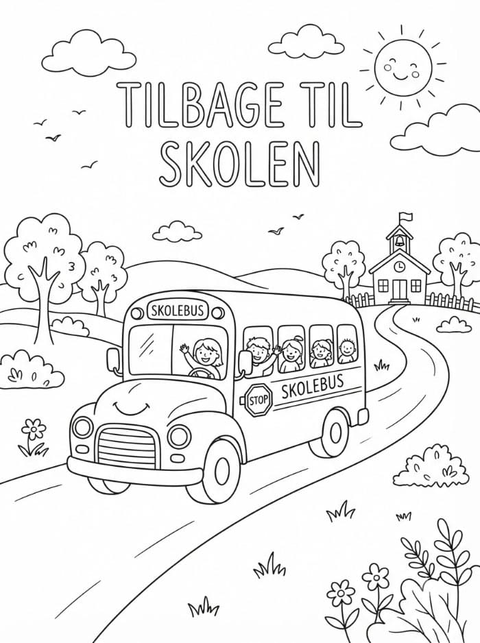 Tilbage til skolen bus billede Tegninger til Farvelægning