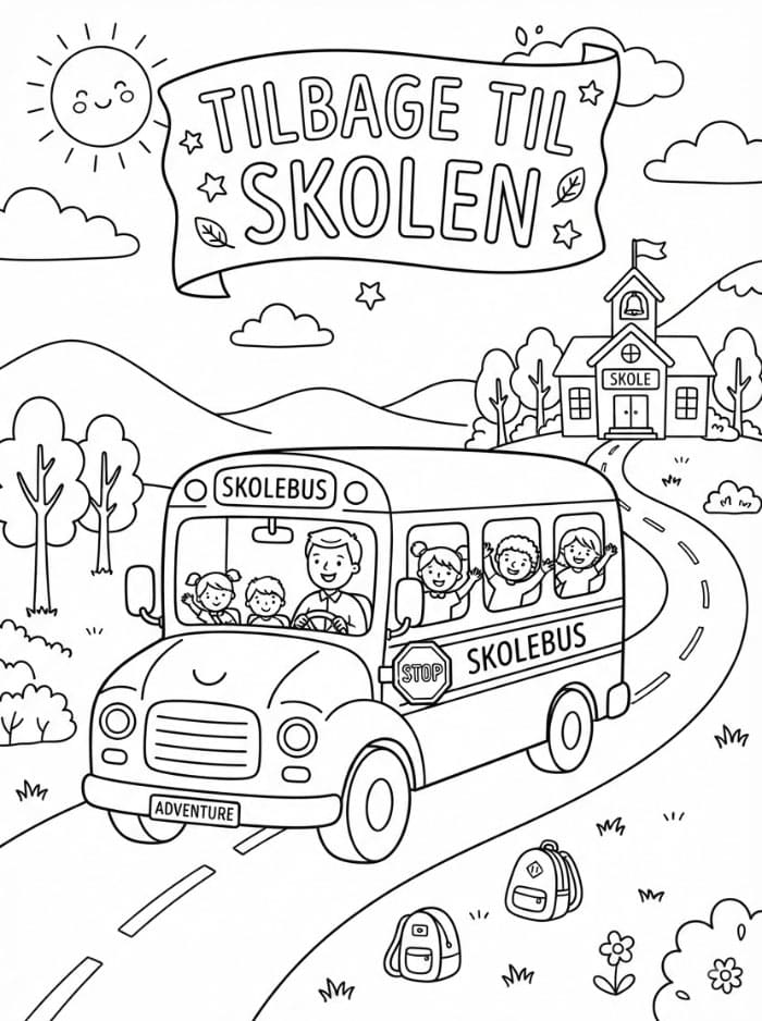 Tilbage til skolen bus Tegninger til Farvelægning