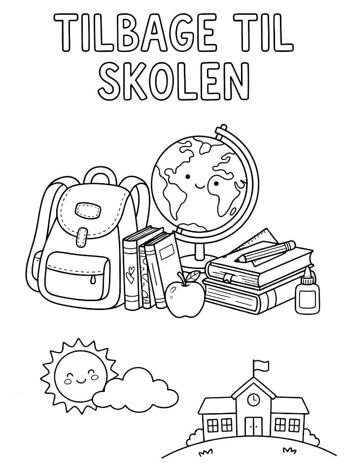 Tilbage til skolen i en notesbog Tegninger til Farvelægning