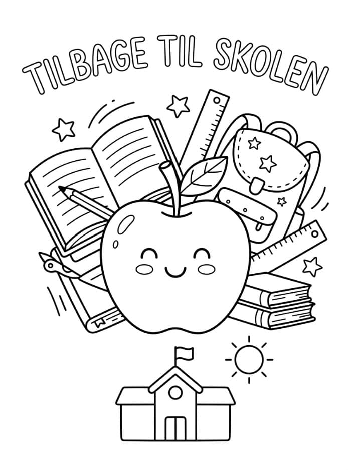 Tilbage til skolen med Apple Tegninger til Farvelægning