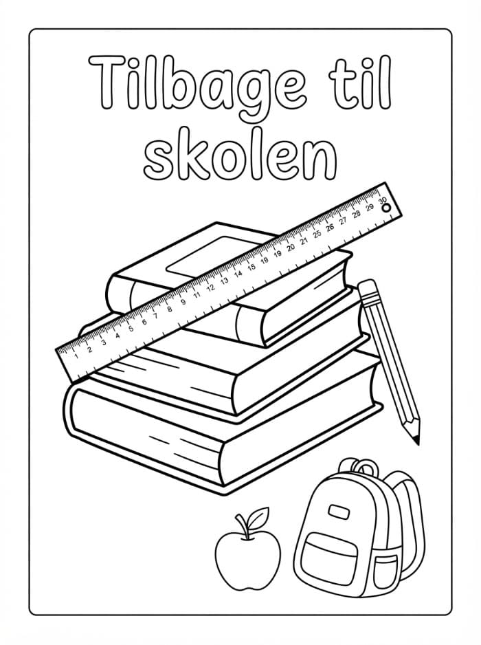 Tilbage til skolen med bøger Tegninger til Farvelægning