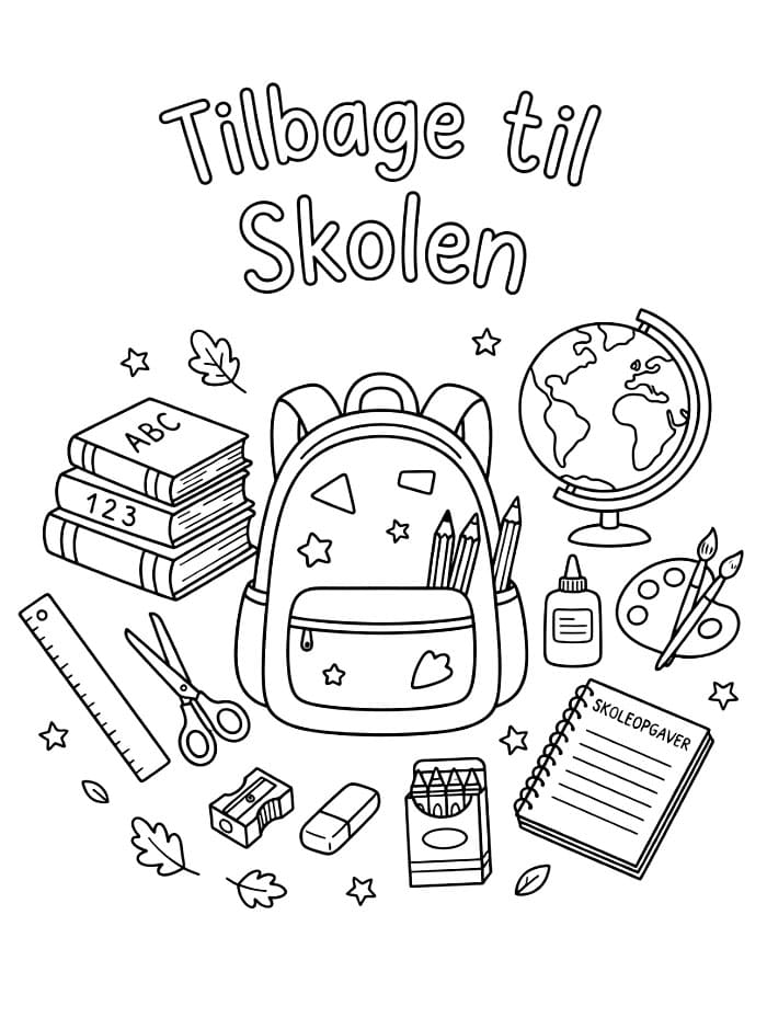 Tilbage til skolen med skoleartikler Tegninger til Farvelægning