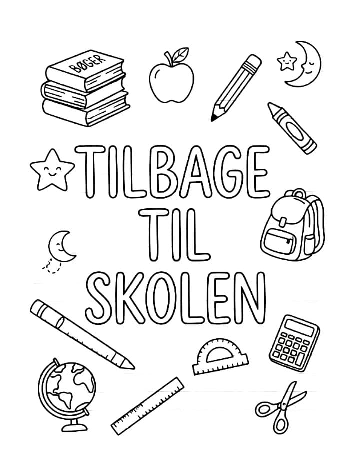 Tilbage til skolen notesbog Tegninger til Farvelægning