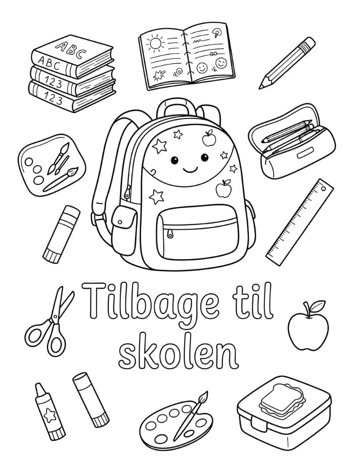 Tilbage til skolen skoleartikler Tegninger til Farvelægning