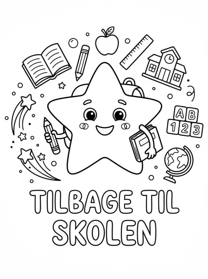 Tilbage til skolen stjerne design Tegninger til Farvelægning