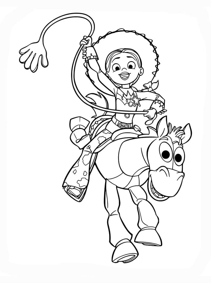 Toy Story 5 Jessie rider på Bullseye Tegninger til Farvelægning