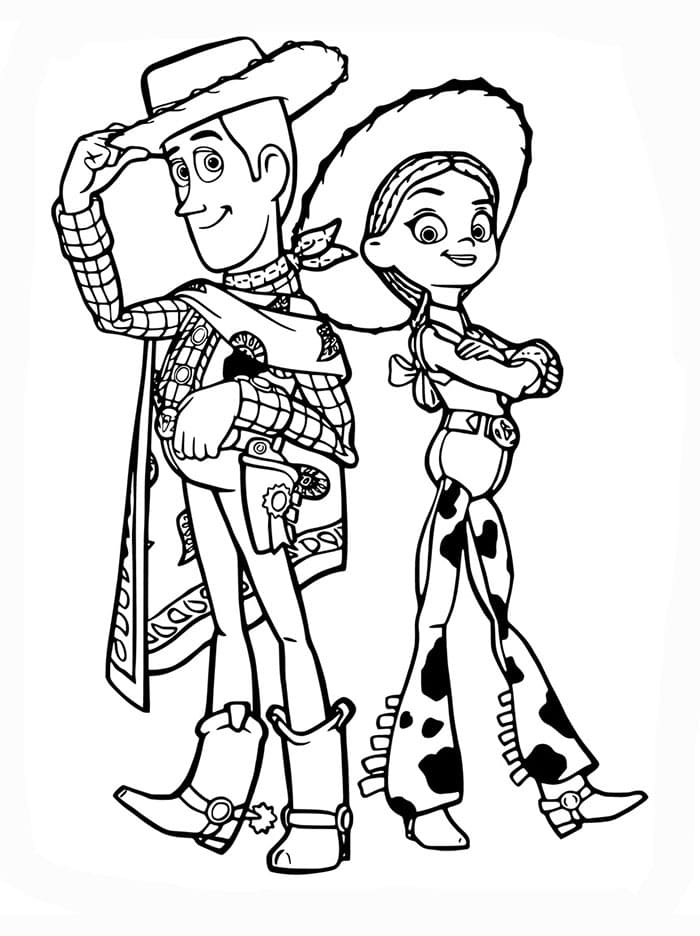Toy Story 5 Woody og Jessie Tegninger til Farvelægning