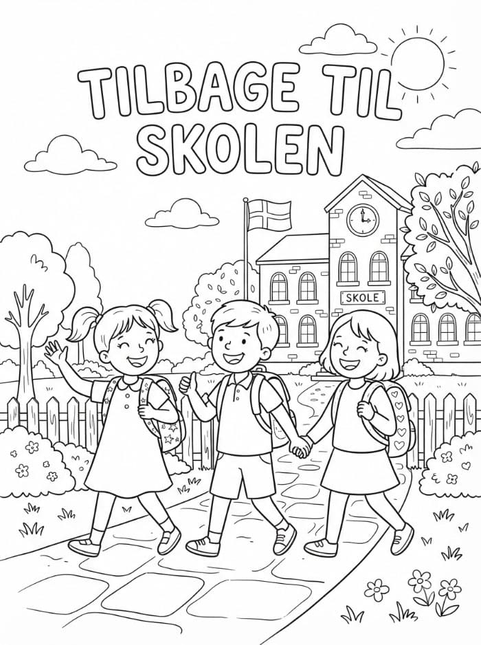 Venner der skal Tilbage til skolen Tegninger til Farvelægning