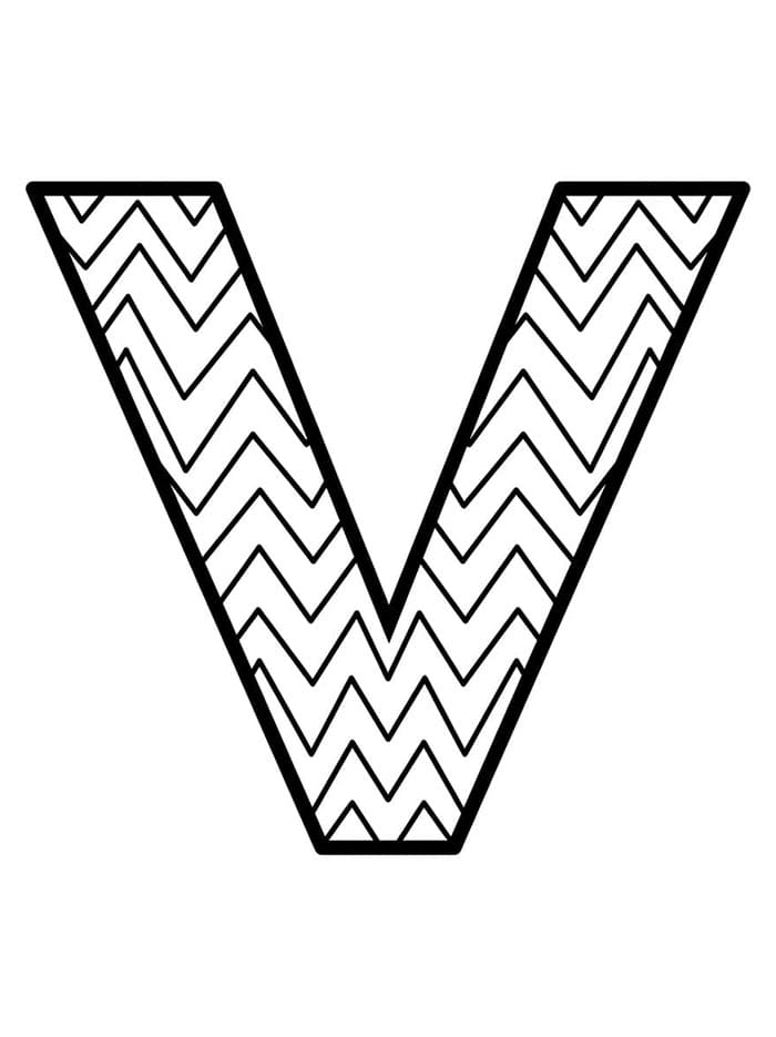 Zigzag af bogstavet V Tegninger til Farvelægning