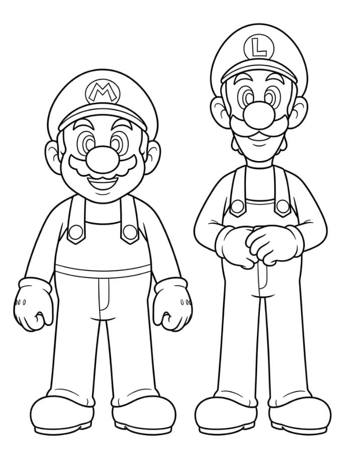 Billede af Luigi og Mario Tegninger til Farvelægning