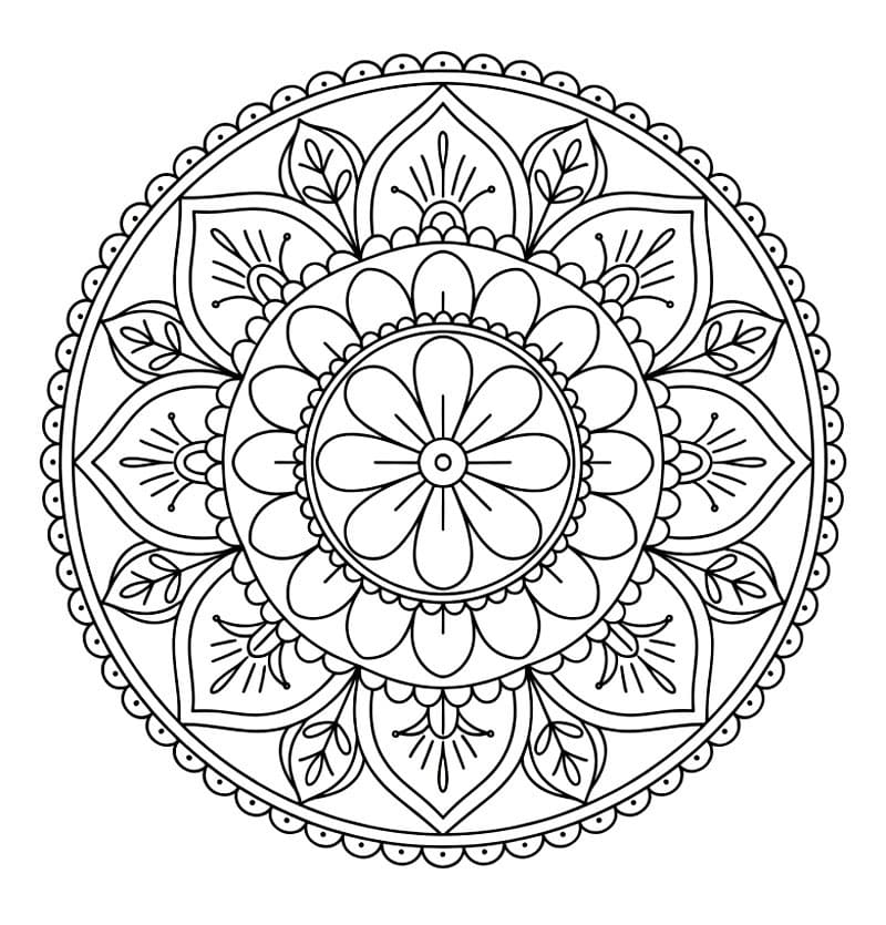 Blomstermandala Tegninger til Farvelægning