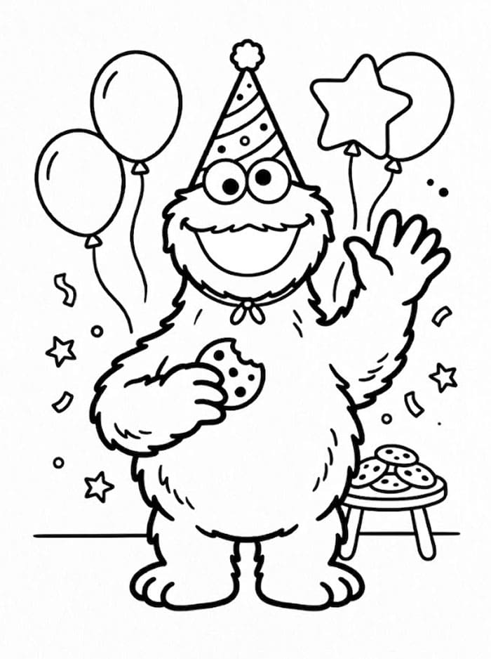 Cookie Monster fødselsdag Tegninger til Farvelægning