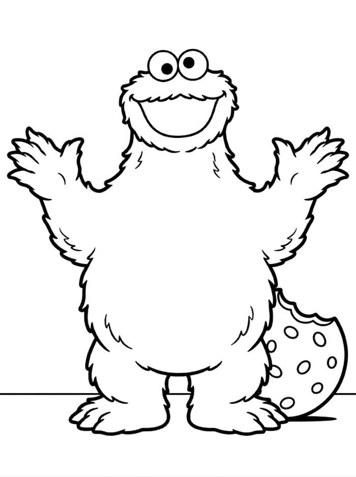 Cookie Monster glad Tegninger til Farvelægning