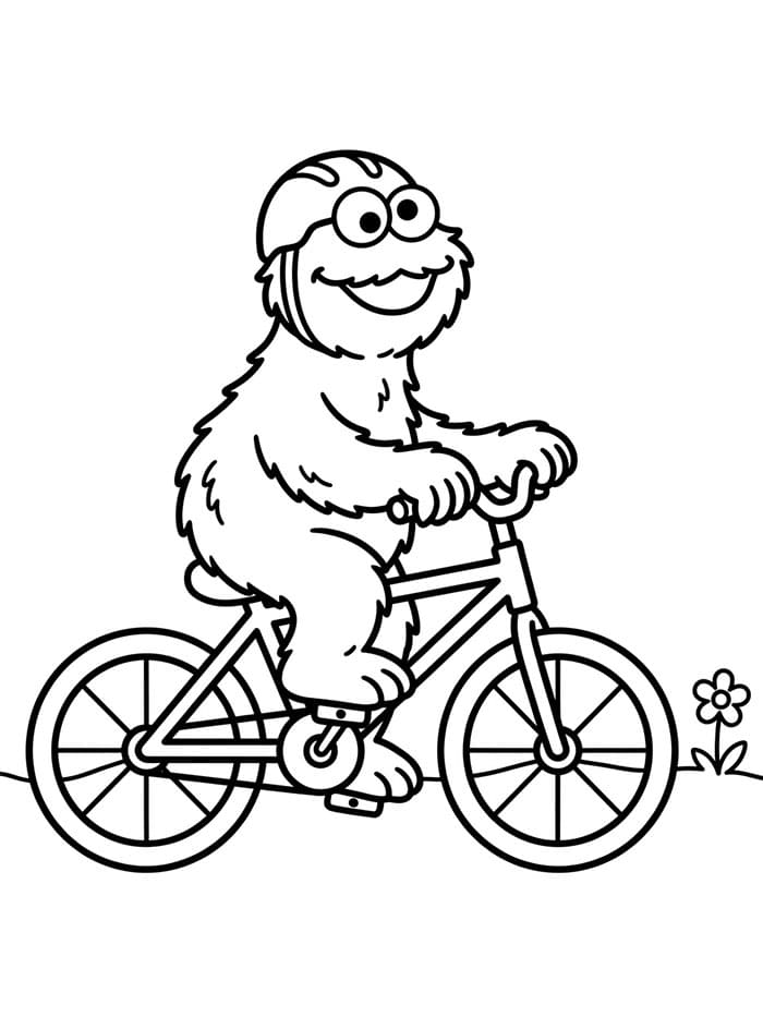 Cookie Monster kører på cykel Tegninger til Farvelægning