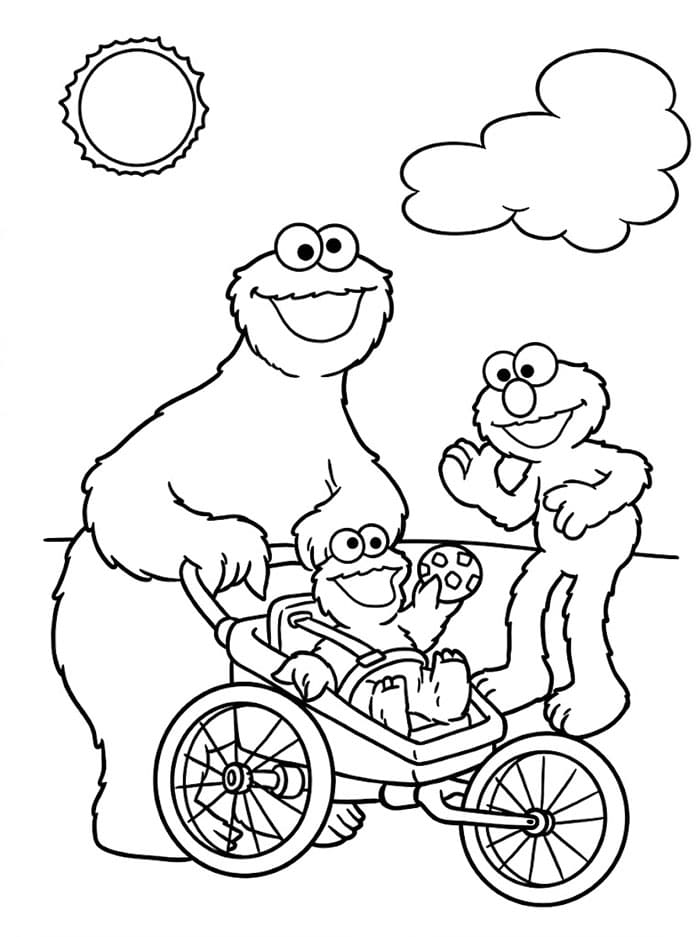 Cookie Monster og Elmo Tegninger til Farvelægning