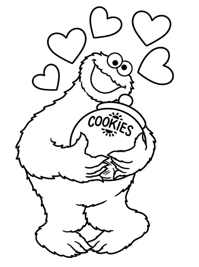 Cookie Monster og hans kagedåse Tegninger til Farvelægning