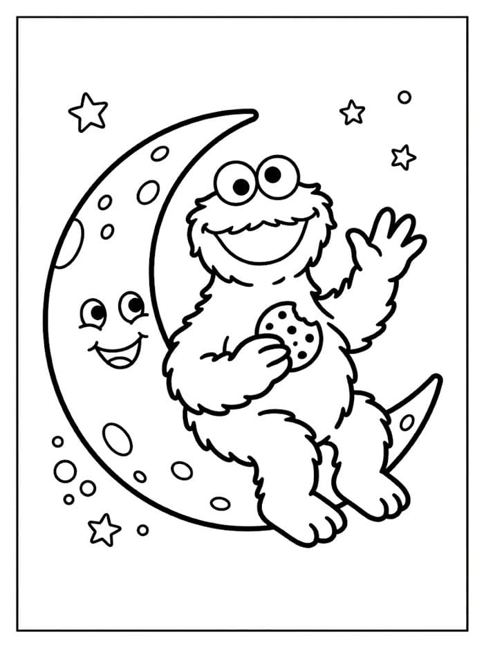 Cookie Monster på månen Tegninger til Farvelægning