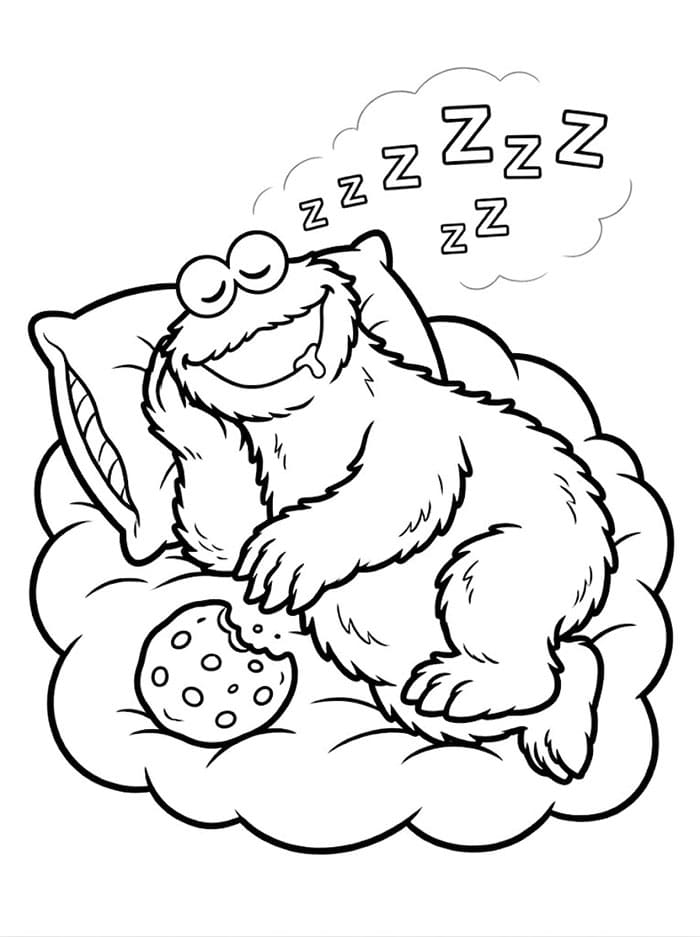 Cookie Monster sover Tegninger til Farvelægning