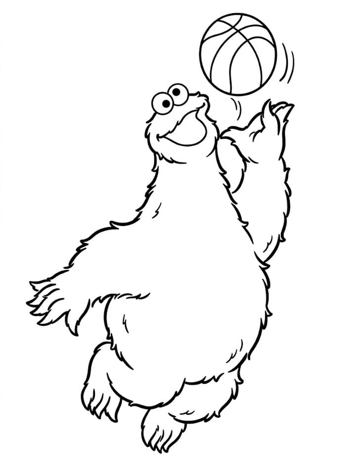 Cookie Monster spiller basketball Tegninger til Farvelægning