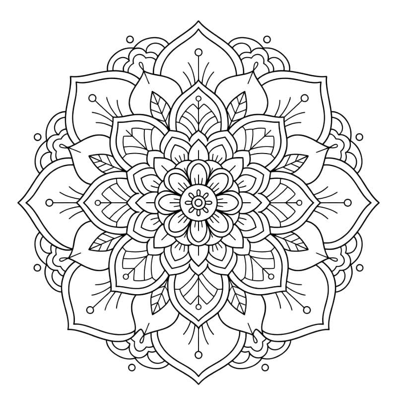 Enkel Blomstermandala Tegninger til Farvelægning