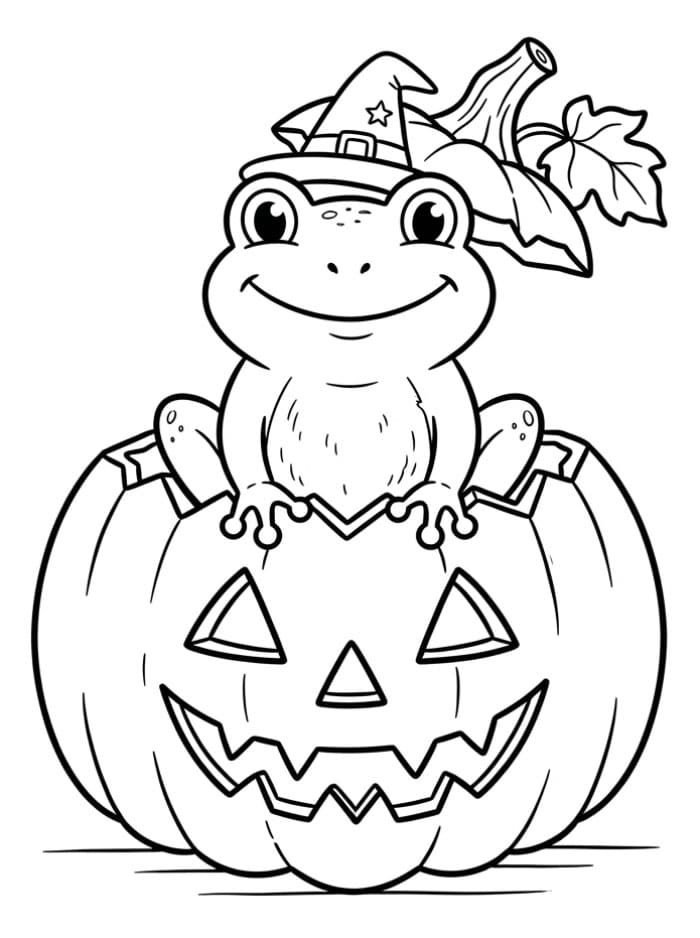 Frø i Halloween græskar Tegninger til Farvelægning