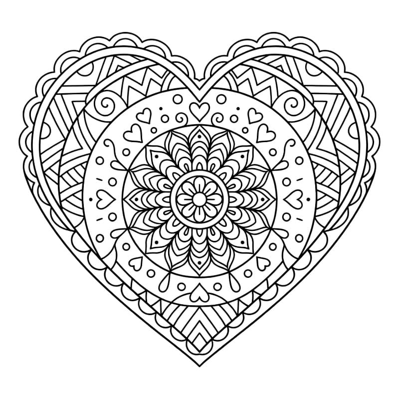 Gratis Hjerte Mandala Tegninger til Farvelægning