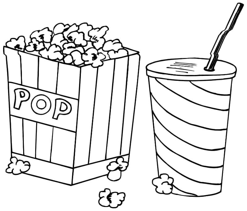 Gratis popcorn og drikkevare Tegninger til Farvelægning