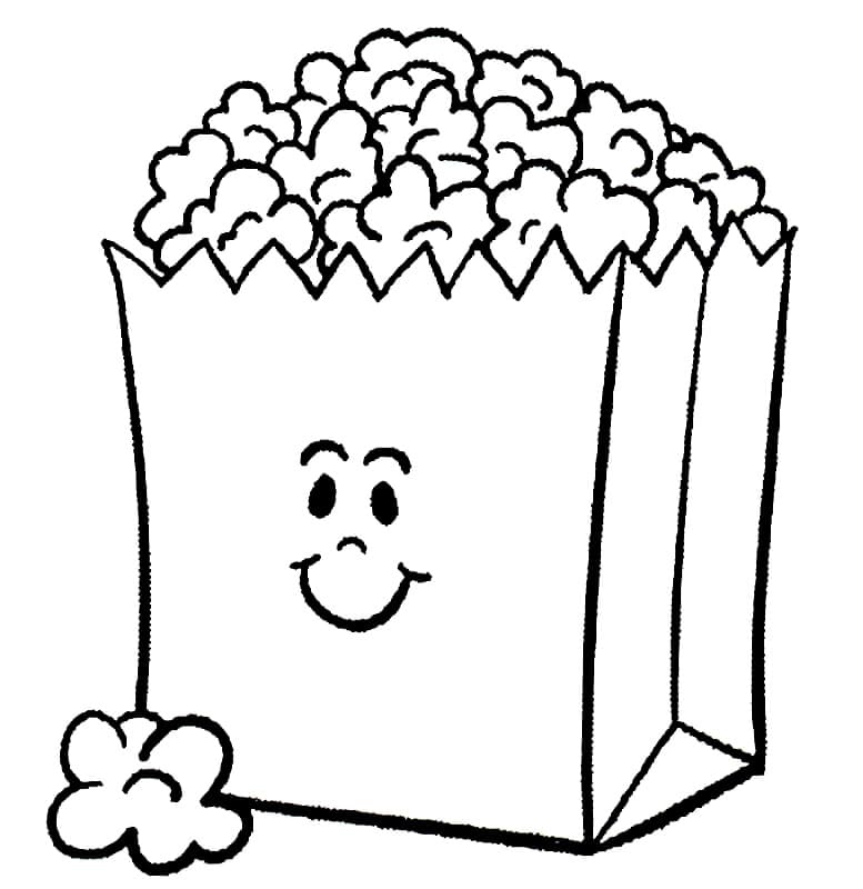 Gratis sød popcorn Tegninger til Farvelægning