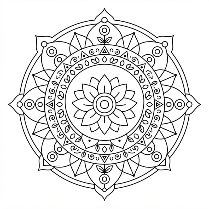 Grundlæggende Lotus Mandala Tegninger til Farvelægning