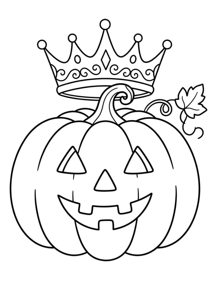 Halloween græskar iført en krone Tegninger til Farvelægning
