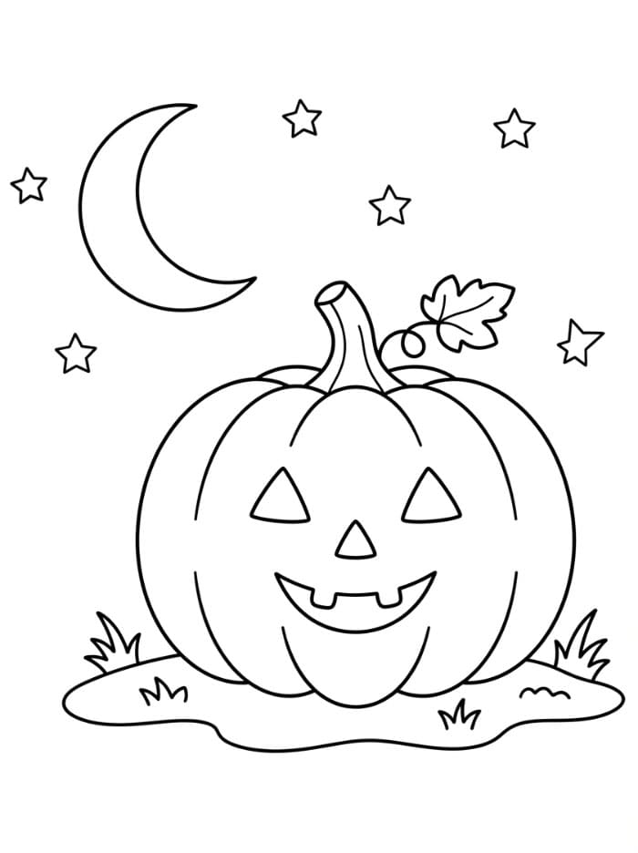 Halloween græskar med en halvmåne Tegninger til Farvelægning