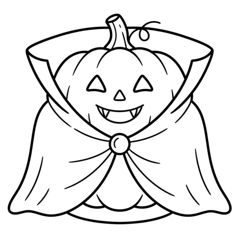 Halloween græskar med en vampyrkappe Tegninger til Farvelægning