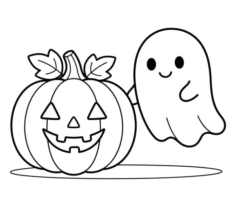 Halloween græskar med et spøgelse Tegninger til Farvelægning