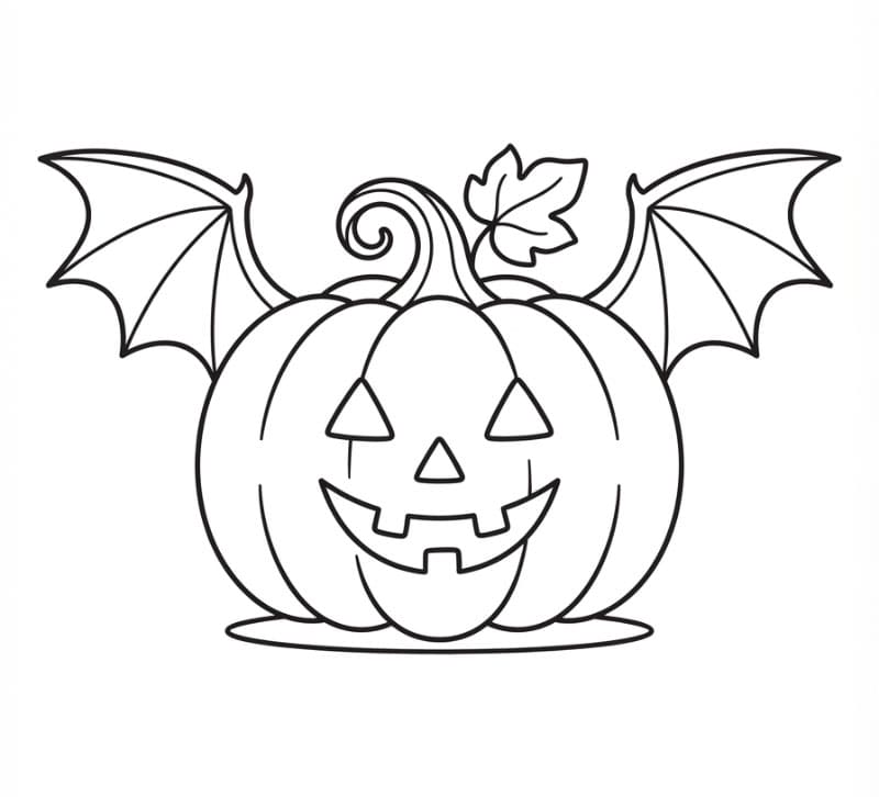 Halloween græskar med flagermusvinger Tegninger til Farvelægning