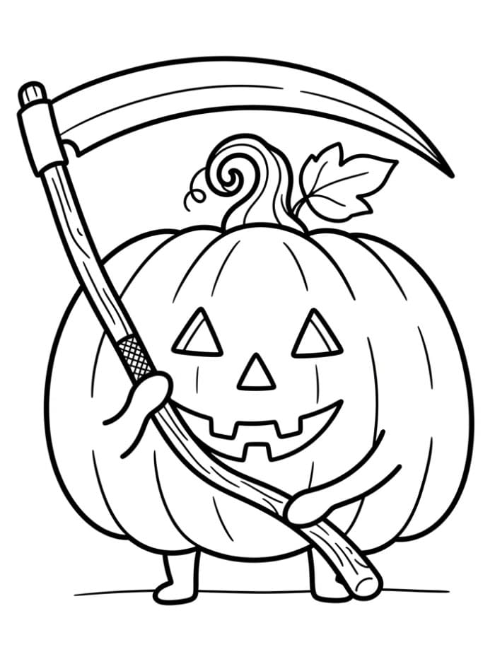 Halloween græskar med le Tegninger til Farvelægning