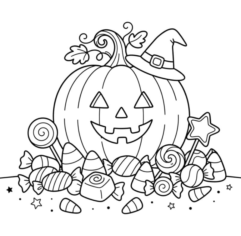 Halloween græskar og slik Tegninger til Farvelægning