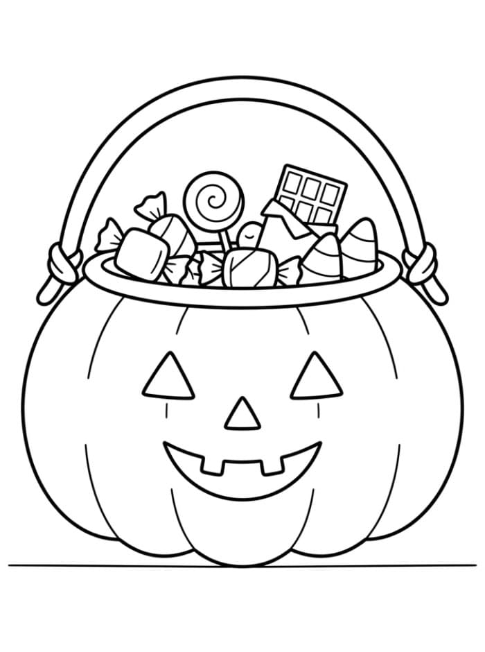 Halloween græskarkurv Tegninger til Farvelægning