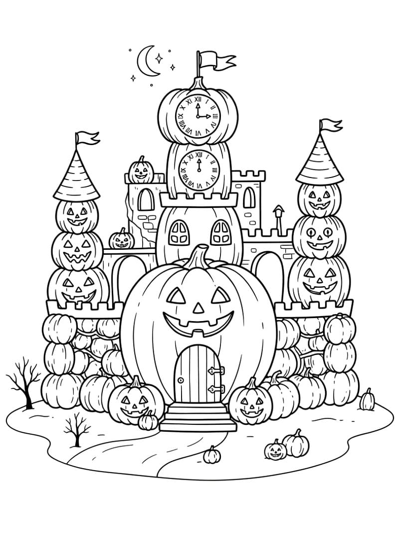 Halloween græskarslot Tegninger til Farvelægning