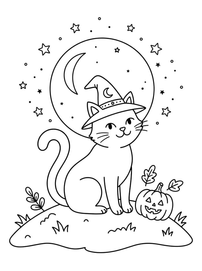 Halloween Katte Tegninger til Farvelægning
