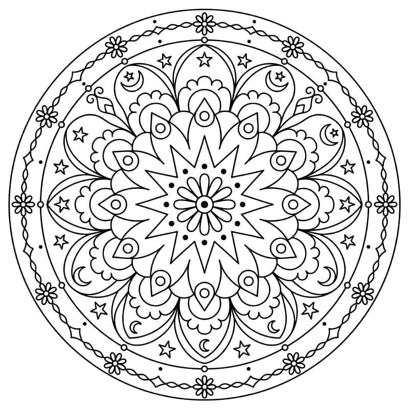 Himmelsk Mandala Tegninger til Farvelægning