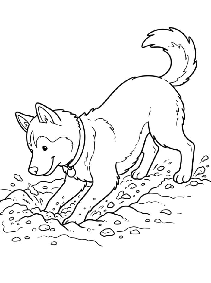 Husky der graver Tegninger til Farvelægning