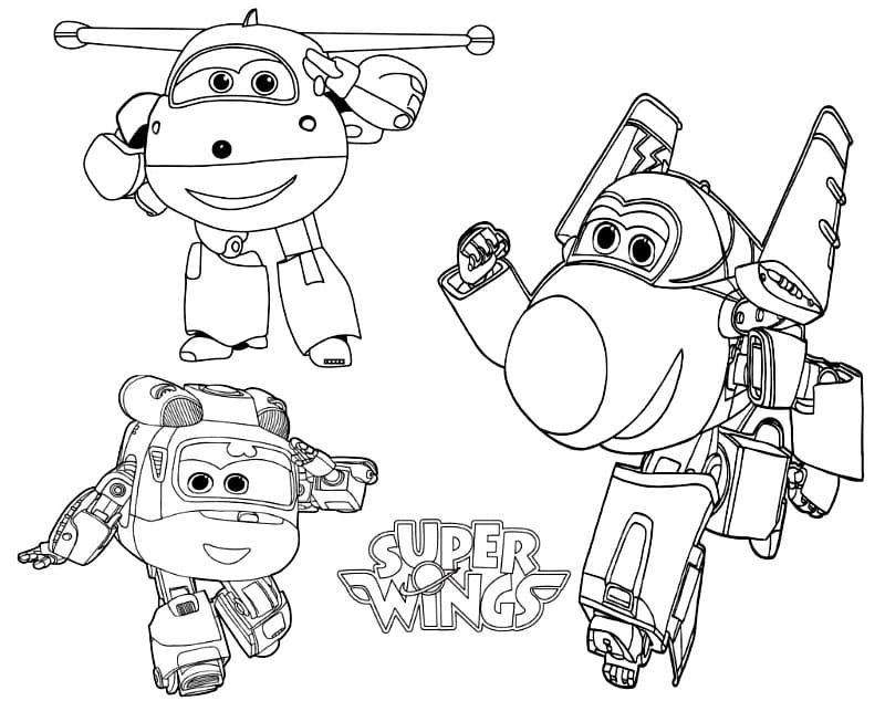 Karakterer i Super Wings Tegninger til Farvelægning