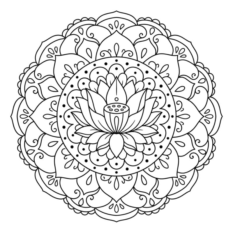 Lotus Mandala Tegninger til Farvelægning