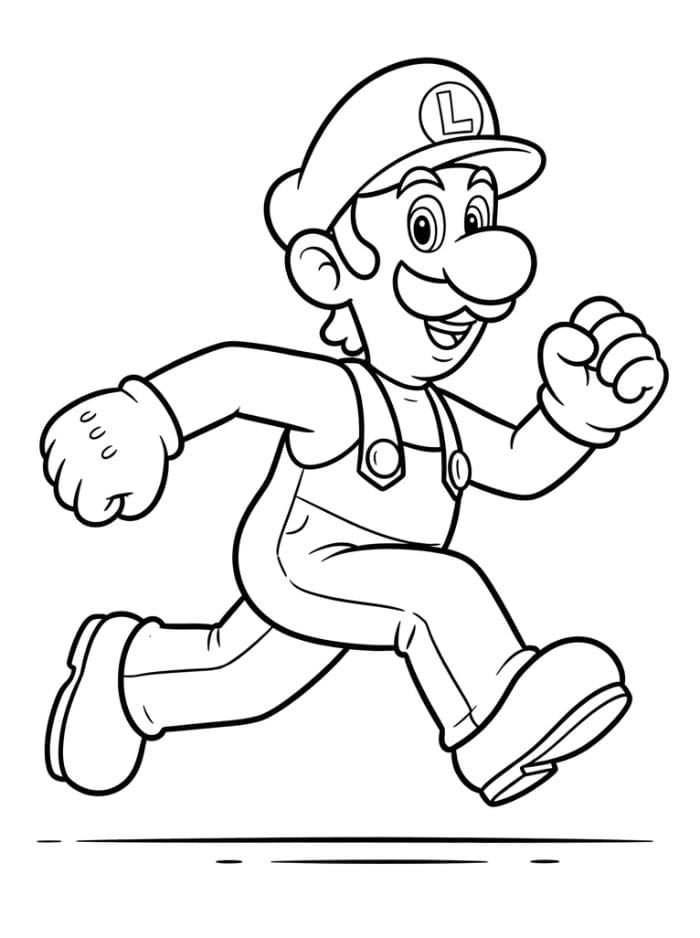 Luigi løber Tegninger til Farvelægning