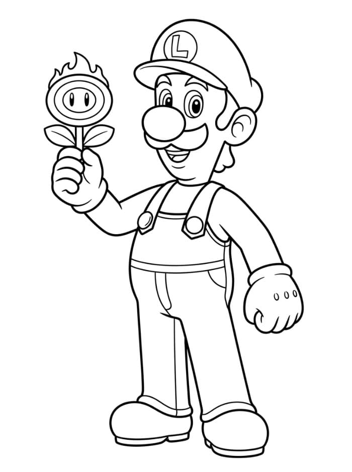 Luigi med en ildblomst Tegninger til Farvelægning