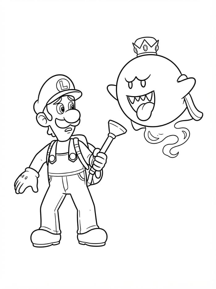 Luigi med King Boo Tegninger til Farvelægning
